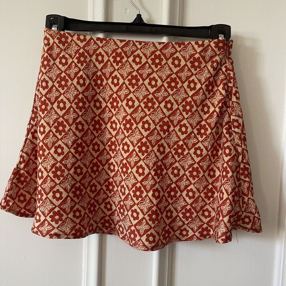 Butterflies and Flowers Mini Skirt XS